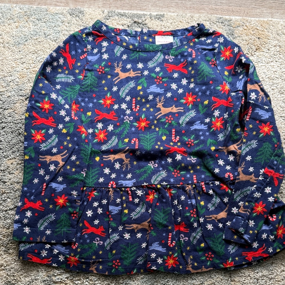 Holiday Reindeer Kids Nightgown - Blue and Red